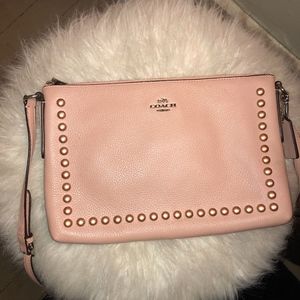 New COACH blush pink studded cross body purse